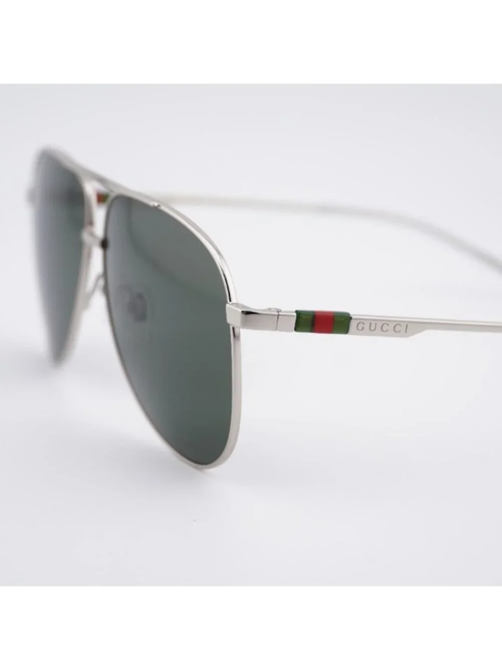 Gucci GG1677S 001 Sunglasses Silver Aviator Frame, Grey Lenses